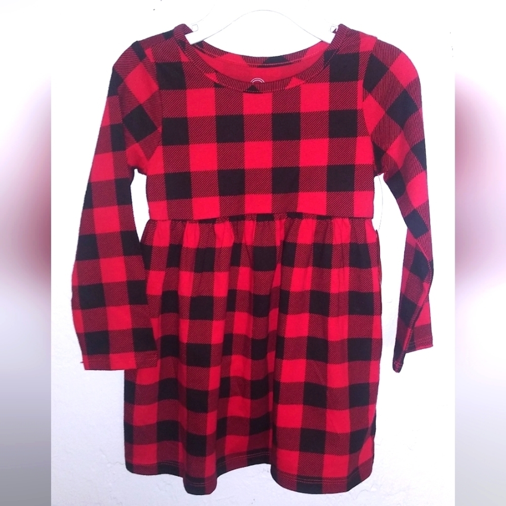 Wonder Nation Long Sleeve Dress Red Black Holiday Fall Winter